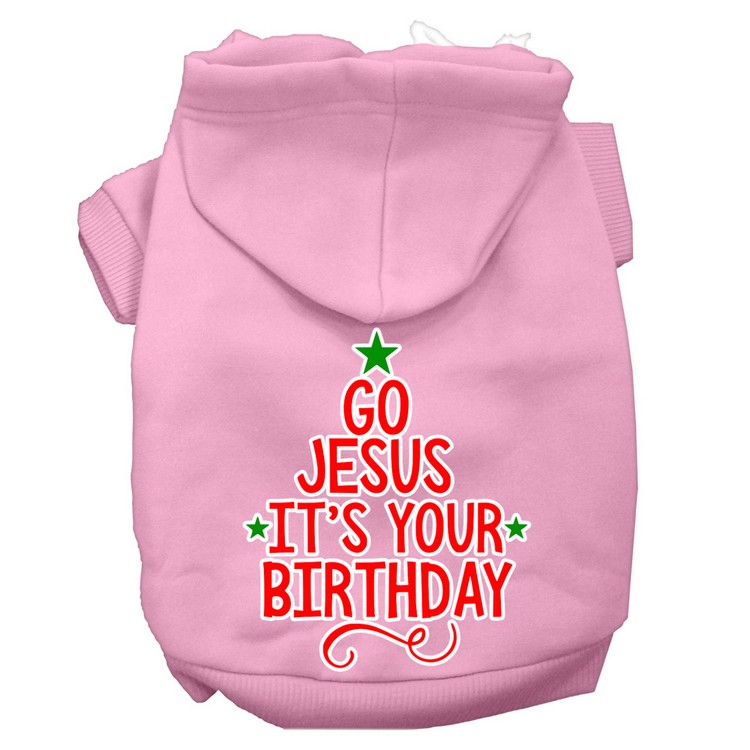 Go Jesus Screen Print Dog Hoodie Light Pink XS